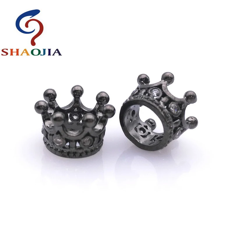 10 шт./партия, бусины в форме короны с фианитом