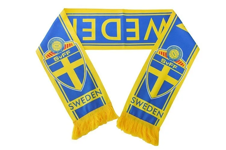 Sweden Бельгийский шарф для фанатов футбола, Ливерпуль, Барселона, Мадрид, Челси, Манчестера, Арсенала, шарф для фанатов Кубка мира, Бразилия, шарф на заказ - Цвет: Sweden