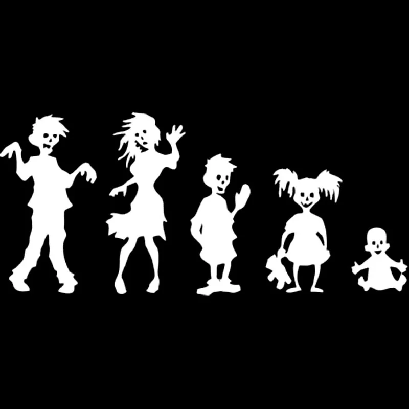

YJZT 16.6*7.2CM ZOMBIE FAMILY Vinyl Car-styling Decals Car Window Sticker Black/Silver S8-1230