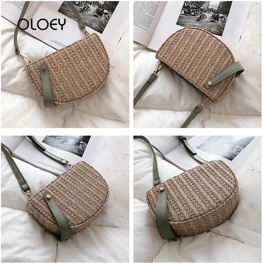 Женская Соломенная мессенджер сумки для лета женские тканые на плечо сумка