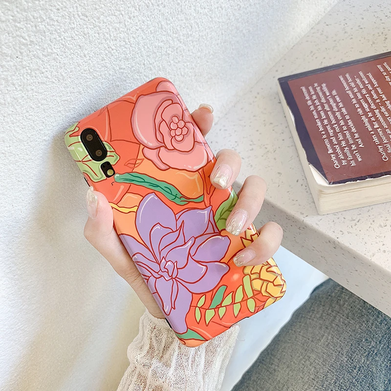 Чехлы для телефонов huawei P30 P20 Pro mate 20 Pro Orange flowes матовый IMD мягкий чехол для Honor 10 Nova 3 3i 4 задние чехлы