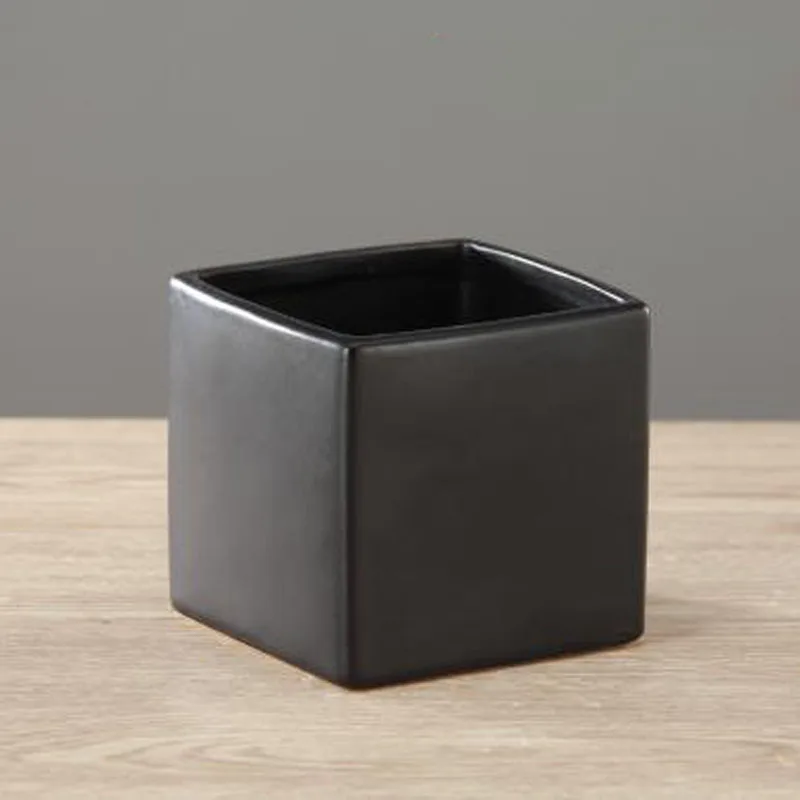 Black Vases S Цветы вазы стол центральный завод ваза керамическая искусство Квадратный Настольный цветок держатель для дома/Свадебные украшения Лучшие подарки G072 - Цвет: Black Vases S