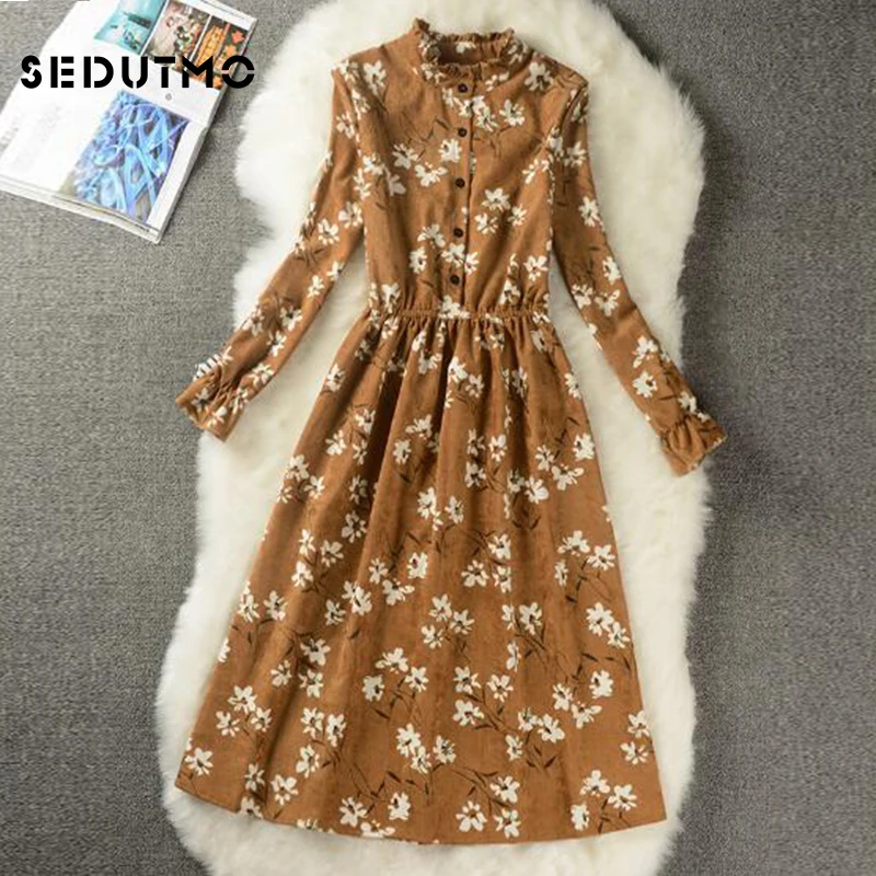 Женское бархатное платье туника SEDUTMO Вечерние Платья с цветочным принтом и