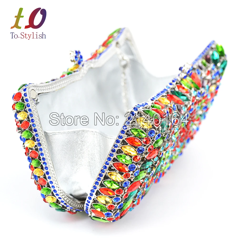 Стильные клатчи с рисунком короны вечерняя сумочка кристаллами роскошная