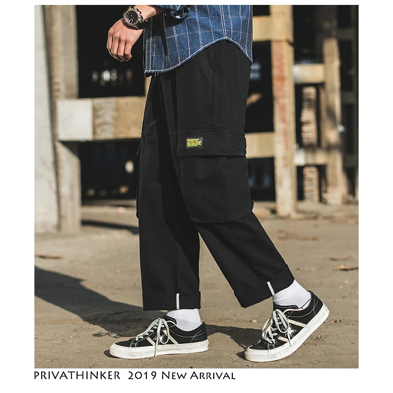 Мужские брюки-карго Privathinker прямые в стиле хип-хоп Японская уличная одежда с