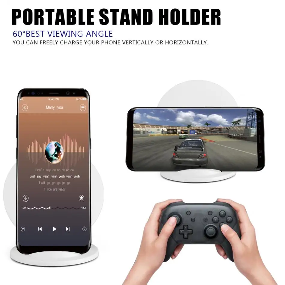 Мобильный телефон Ци Беспроводное зарядное устройство 10 Вт для Samsung Note 8/S8/S8