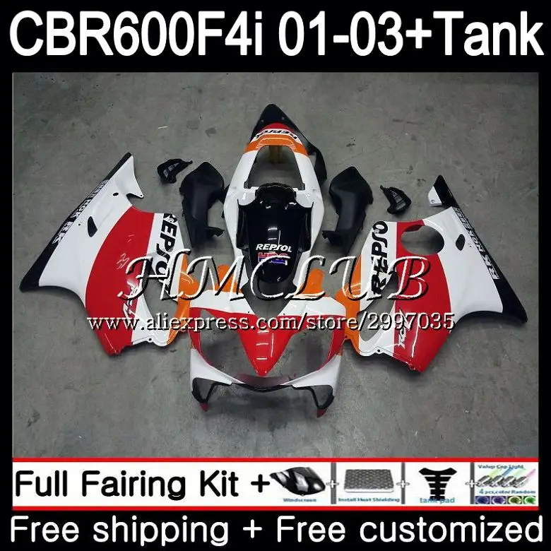 + Бак для HONDA CBR 600 F4i CBR600FS Repsol New CBR600F4i 2001 2002 2003 77h6 600F4i FS CBR600 01 02 03
