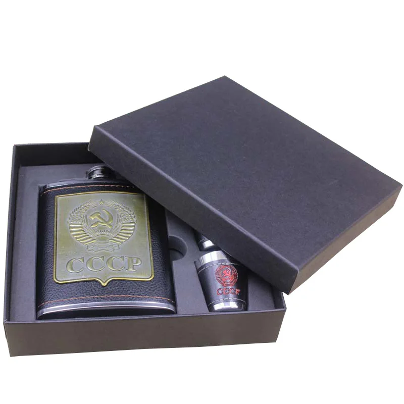 8 унций фляжки из нержавеющей стали для спирта флакон вина виски чашки воронки Cccp