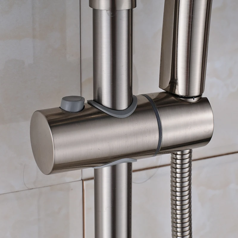 Никелевый матовый смеситель для душа в комплекте настенный кран ванной комнаты