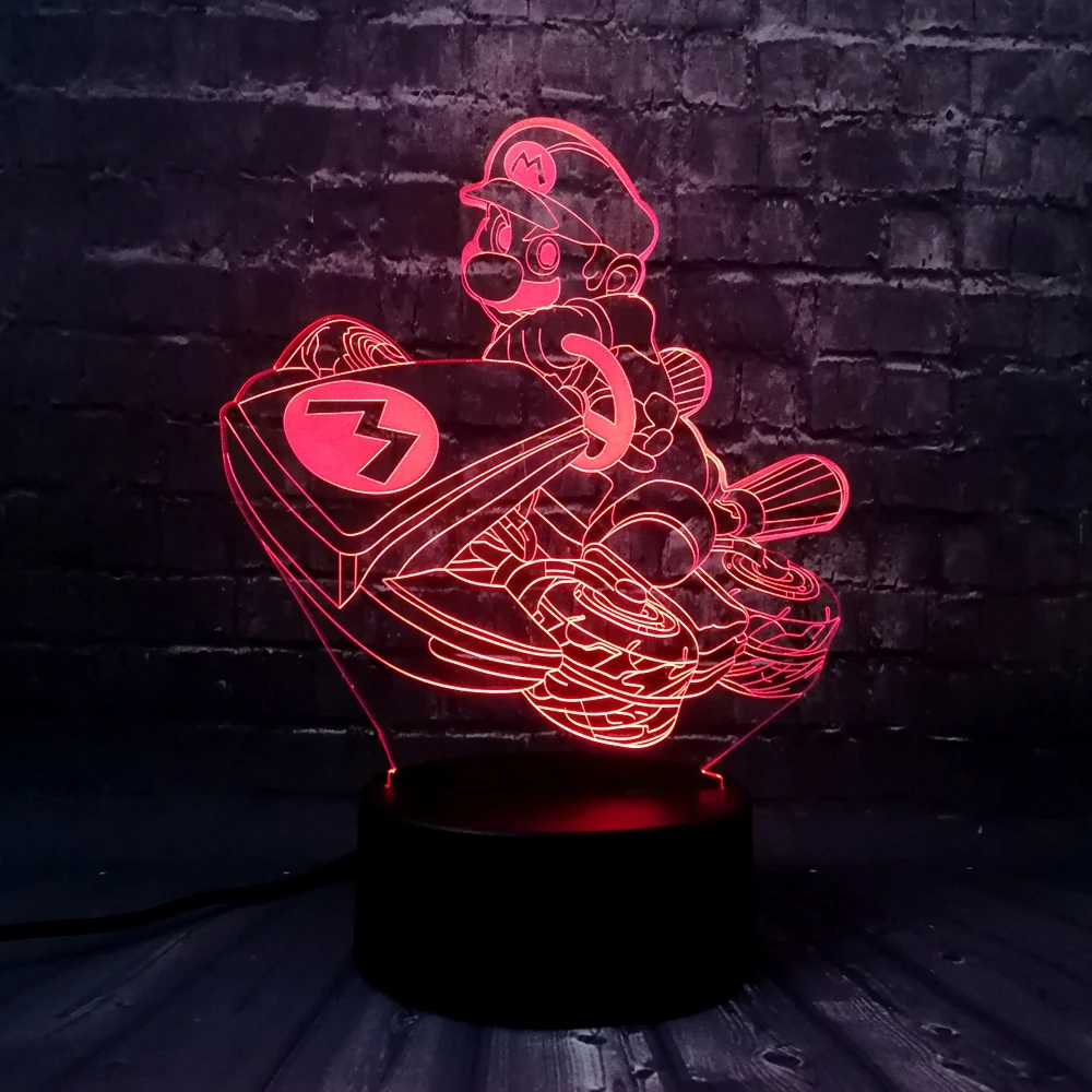 Дропшиппинг игра милый Марио мультфильм LED 7 цветов USB зарядка акриловый Декор для