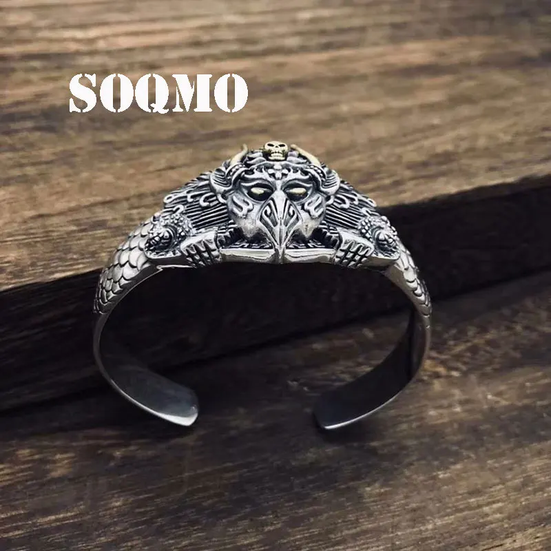 Браслет мужской из серебра 925 пробы в стиле панк SQM094 | Украшения и аксессуары
