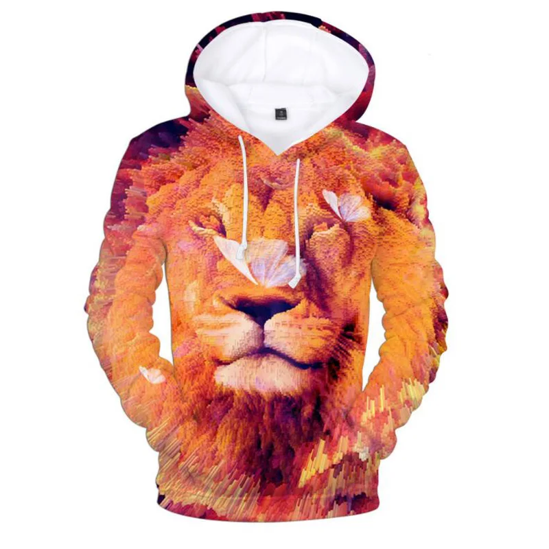 Мужская/Женская толстовка большого размера с принтом льва обезьяны 3D толстовки