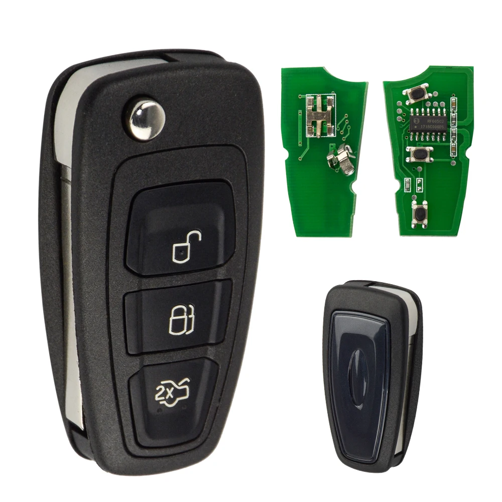 OkeyTech складной ключ для Ford Focus C Max Fiesta Mondeo Transit 3 кнопки 433 МГц 4D63 чип Uncut HU101 Blade|Ключ