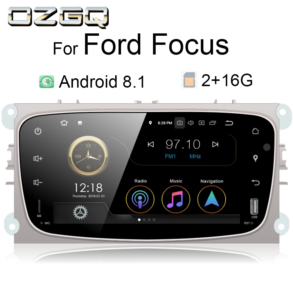 OZGQ радио Android 8,1 9,0 система PX30 9 ''ips экран авто мультимедиа gps для 2008-2011 FORD Focus Mondeo S-MAX C-MAX Galaxy