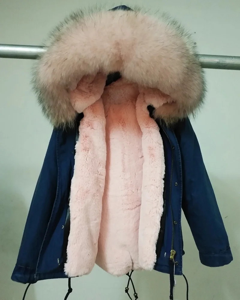 pink fur Зимняя куртка женская Куртка парка с натуральным мехом енота воротник с капюшоном Женская Толстая теплая меховая верхняя одежда Брендовое качество - Цвет: pink fur