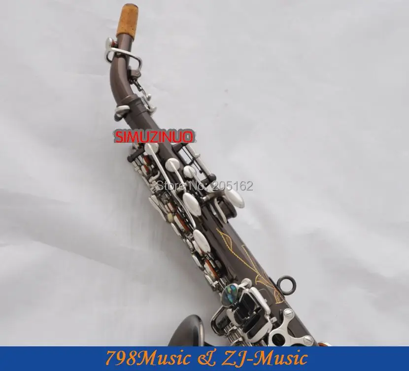 Черный никелевый изогнутый саксофон сопрано Bb sax Abalone Key High F # с чехлом|curved soprano|curved