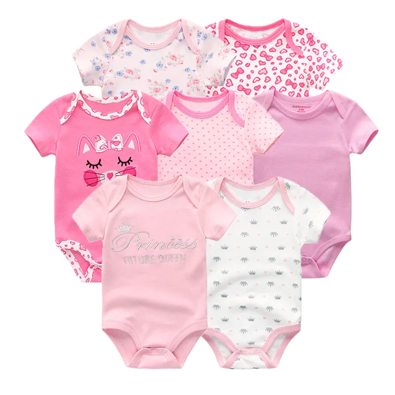 

7 PCS/lot Summer Short Sleeve Newborn Baby Boy Rompers Girls Jumpsuit O-Neck 0-12M Ropa Bebe Baby Boys Playsuits Infants Clothes