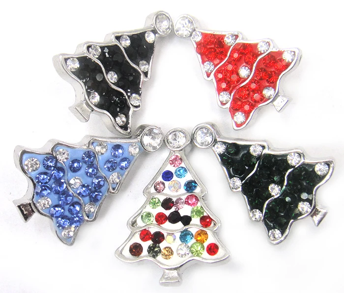 Новинка! Красивая металлическая застежка стразы из глины и рождественской елки 1