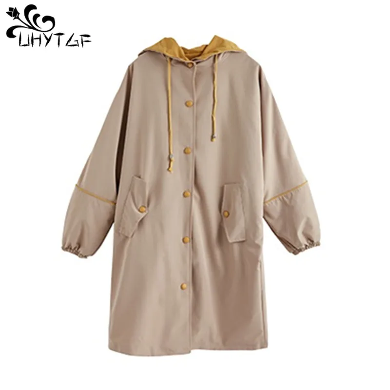 

UHYTGF 2021 Women Trench Coat Loose Plus Size Wild Trench Coat Fashion College Style Casual Spring Autumn Windbreaker Female 238