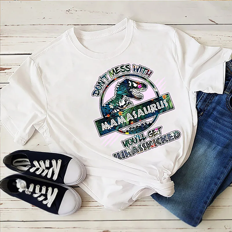 Динозавр не связывайтесь с тетушкой вы получите футболку в стиле Юрского периода