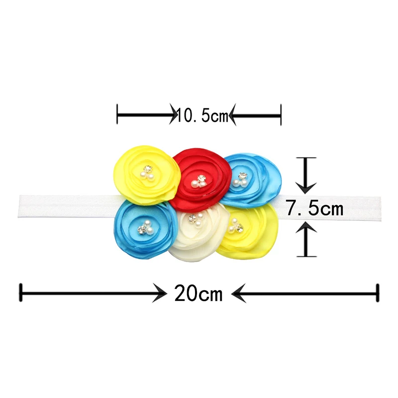 Hot Sale Lovely Girls Three Little Flowers with Rhinestone Elastic Hairband Hair Wear Headwear Head Band Kids Accessories | Детская
