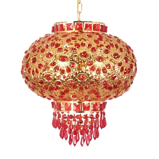 

Bohemia FREE SHIPPING 2013 Festival lantern red crystal lantern balcony pendant light rotation 2017