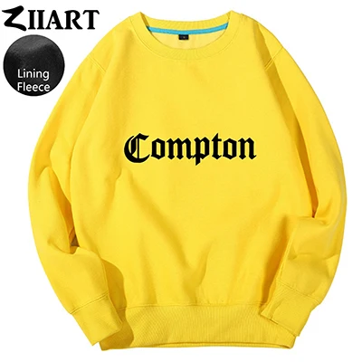 Yellow Compton Готический шрифт хип-хоп рэп Пара Одежда женщина подросток девушка флисовый пуловер Кофты ZIIART - Цвет: Yellow