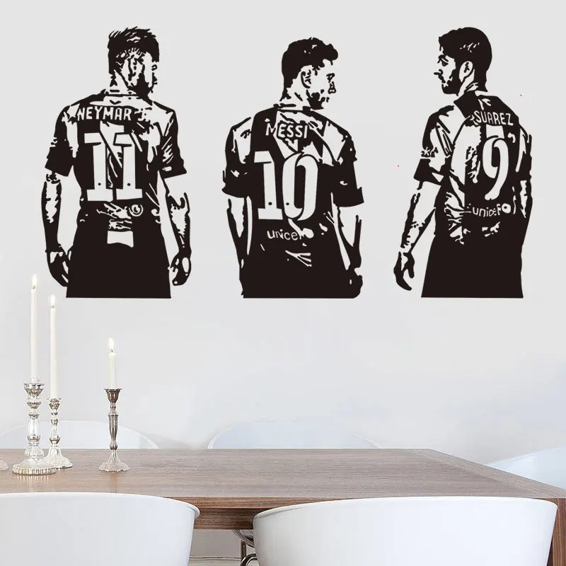 Водонепроницаемая Настенная Наклейка Messi Suarez Neymar ПВХ MSN Футбольная звезда 1 10 шт.