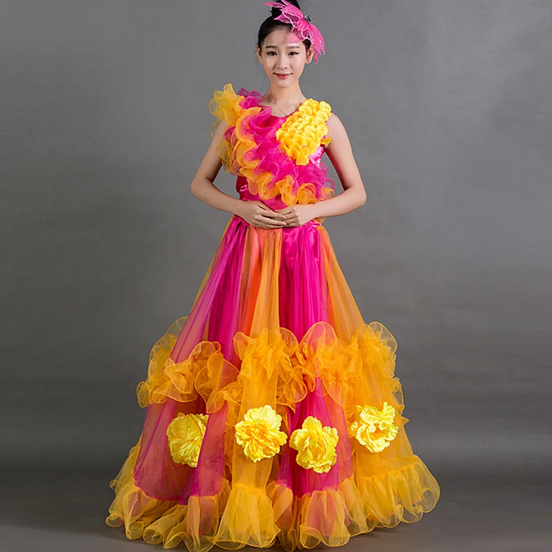 Женское платье без рукавов розовое с испанскими цветами для фламенко испанская