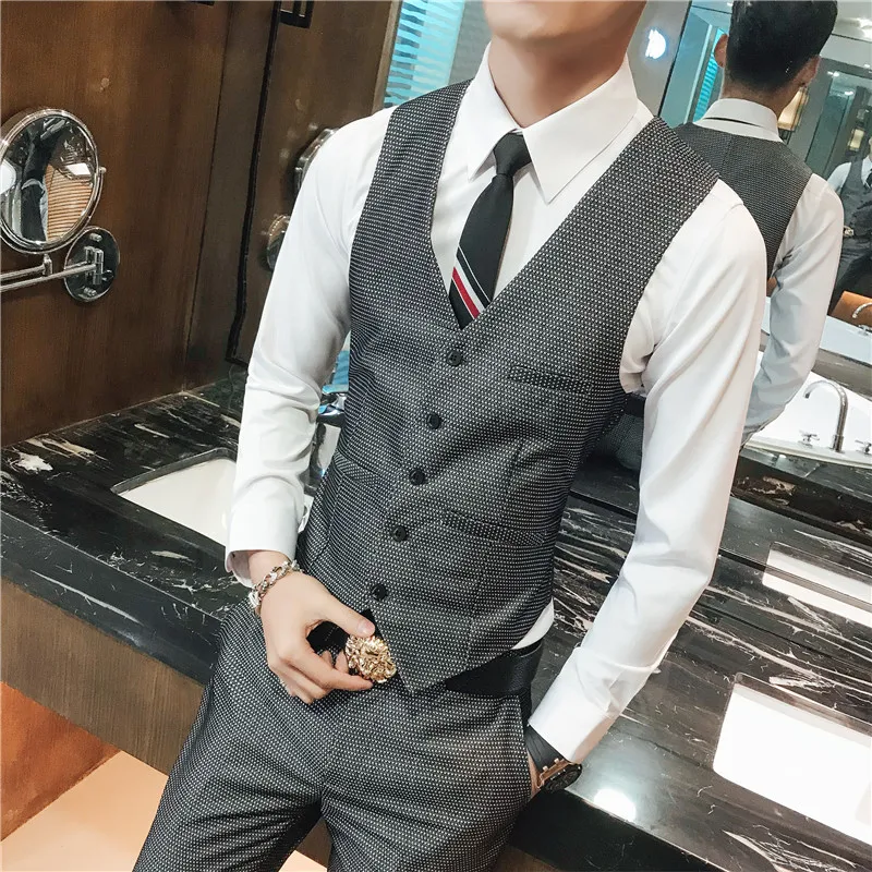 High quality vest men + pants business casual mens Waistcoat vests Slim fit S M L XL XXL XXXL | Мужская одежда