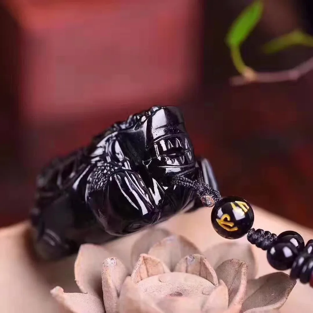 Прямая доставка уникальный природный черный обсидиан Вырезка дракон черепаха