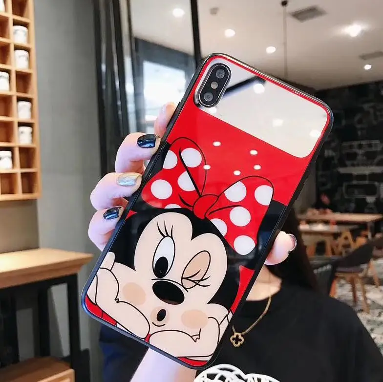 Красный Для iphone 11 Pro Max зеркальное стекло милый hello kitty кот Минни чехол Мобильный чехол для телефона для iphone 6 6s 7 plus 8 plus X XR XS MAX - Цвет: Красный