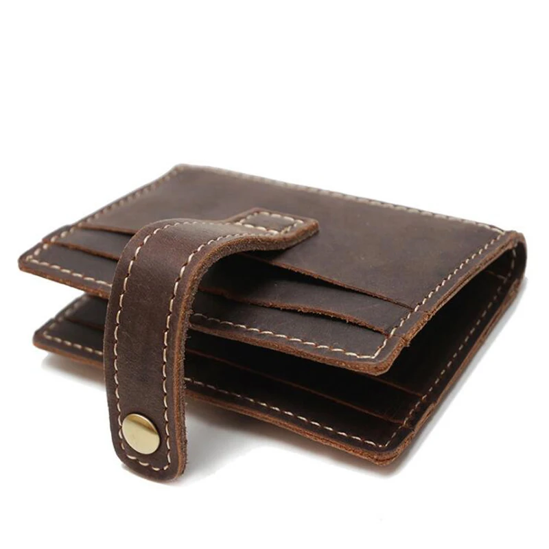 Кожаный мужской кошелек винтажный маленький cartera hombre два сложения короткий на