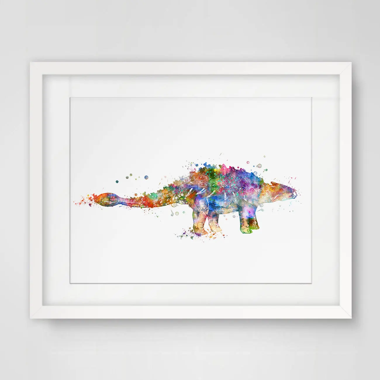 Ankylosaurus Акварельная Художественная печать плакат с динозавром настенный