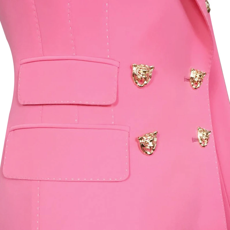 Весенний новый модный розовый костюм пальто европейский и американский длинный