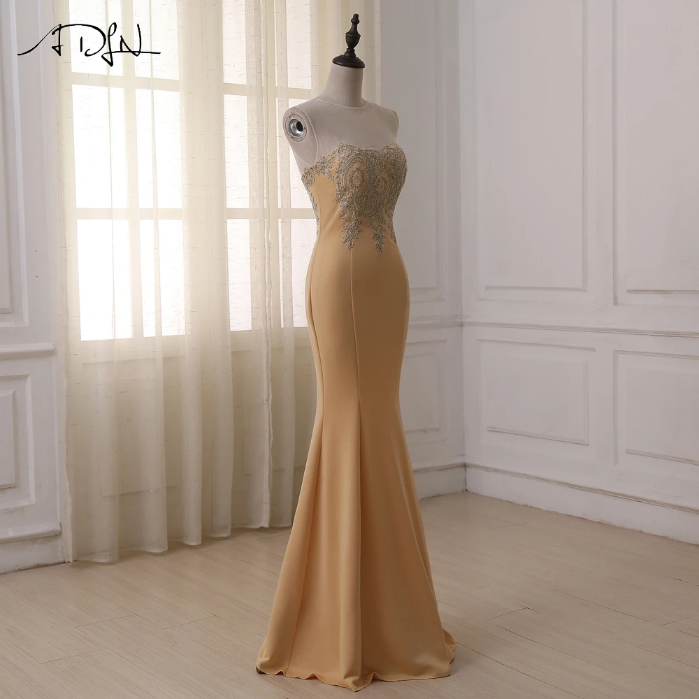 ADLN недорогое вечернее платье в наличии Золотая аппликация с рукавом крылышком