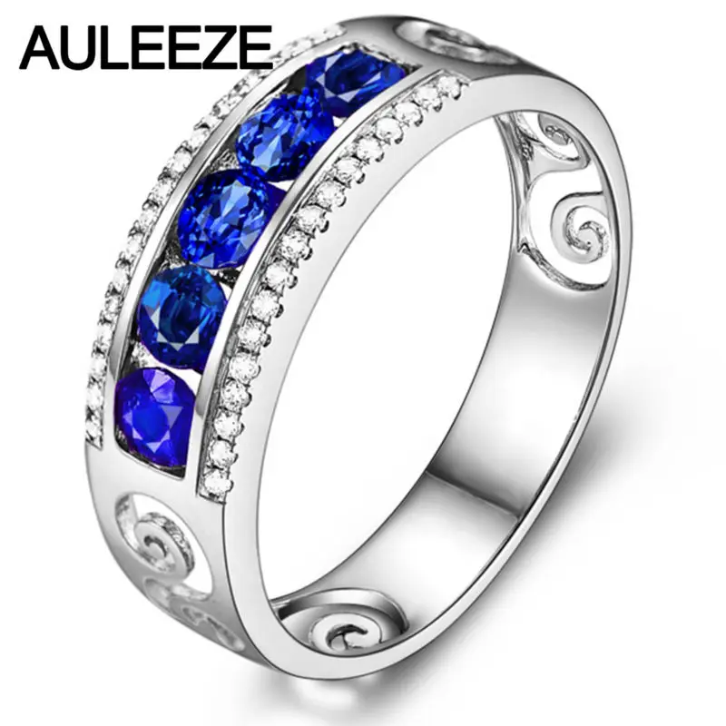 

Luxurious Real Diamond Noble Sapphire Queen 14K White Gold Nutural Diamond Wedding Ring For Women Fine Jewelry Christmas Gifts