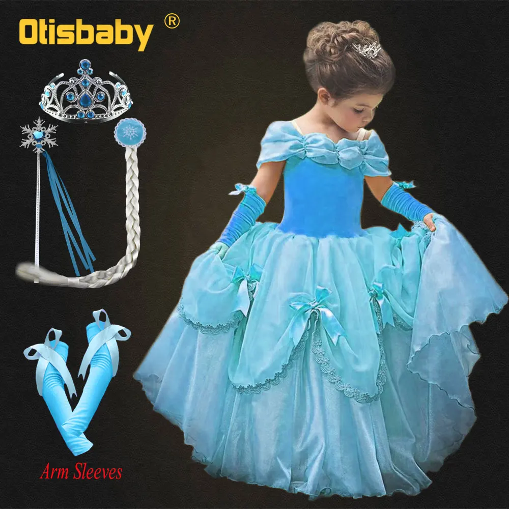 Cinderella Эксклюзивное Пышное Платье Авроры принцессы Белль для девочек костюм Софии Рапунцель на Хэллоуин Детские великолепные вельветовые платья из тюля для девочек - Цвет: Cinderella