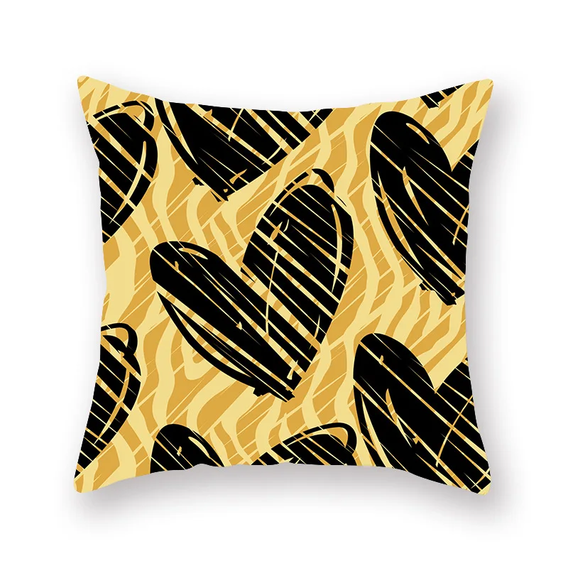 Декоративный чехол для диванных подушек полиэстеровый черного и золотого цвета