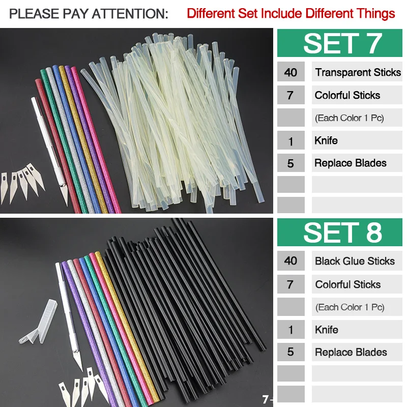 

50PCS Non-Toxic 7 X190mm Adhesive Craft Sticks Desinger Power Tool Hot Melt Glue Sticks Green Golden Colorful Holiday Decoration
