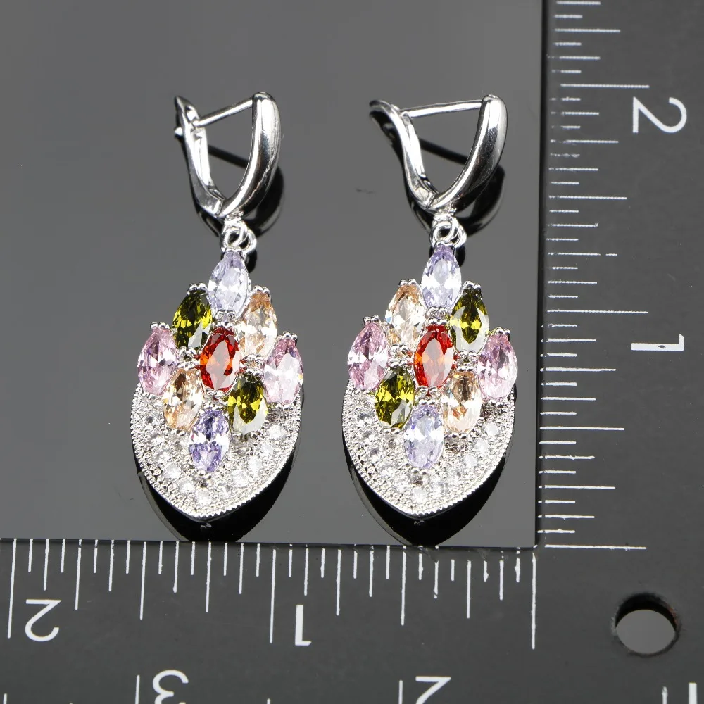 Набор ювелирных изделий для женщин набор из серебра 925 пробы с цветным цирконием