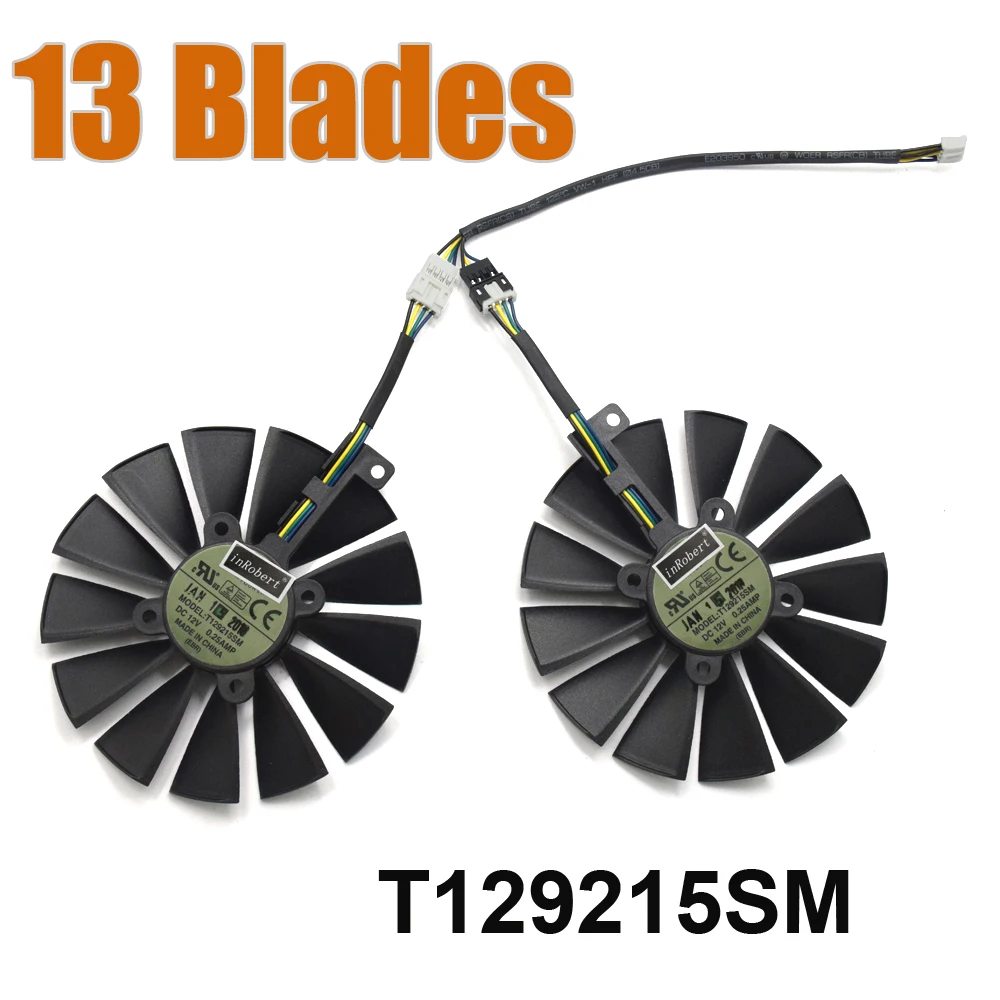 T129215SM 95 мм 13 Blades RX 570 4 Гб кулер вентилятор для ASUS AMD 500 серии VGA карты RX570 GTX1070TI 8G Dual 580