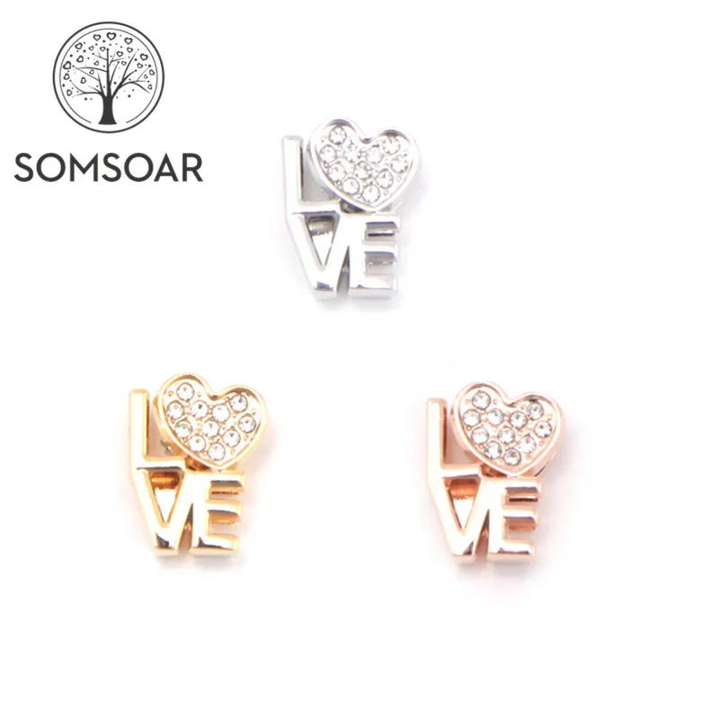 Somsoar ювелирные изделия любовь Сердце слайд DIY подходят на 10 мм сетчатый Браслет и
