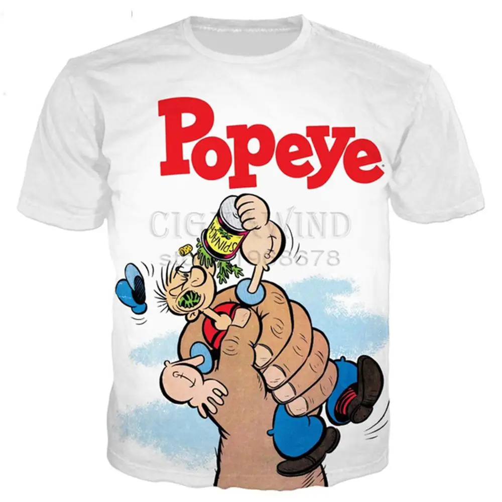 07 Новая классическая серия popeye футболка для мужчин и женщин с 3D принтом Новинка модная футболка хип хоп Уличная Повседневная летняя футболка - Color: 07