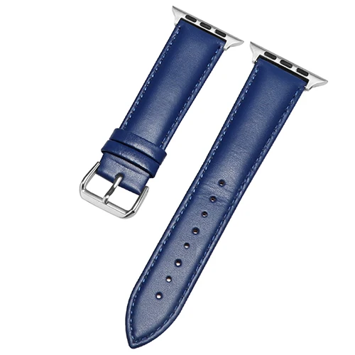 Blue Кожаный браслет для Apple Watch 42 мм 38 мм 44 мм 40 мм для iWatch 5 4 3 2 1 ремешок для часов - Цвет ремешка: Blue
