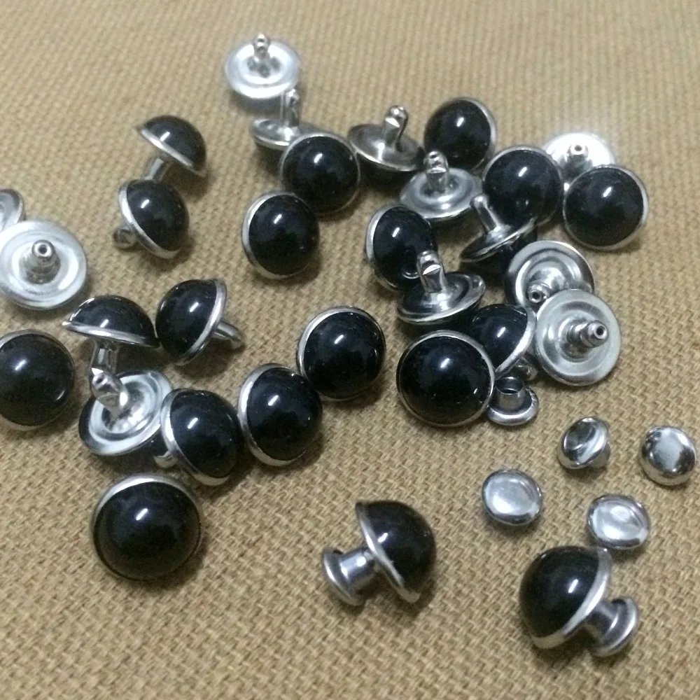 Новинка 100 шт. 10 мм круглые черные пластиковые жемчужные заклепки кожаные