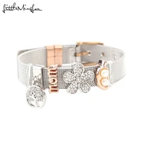 stainless steel mesh strap mom bracelet adjustable infinity love tree crown charm wrap bracelets bangles for women jewelry
