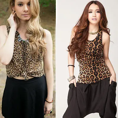 Fashion Women Summer Casual Leopard Vest Tops Tank Sleeveless Shirt Blouse Tunic