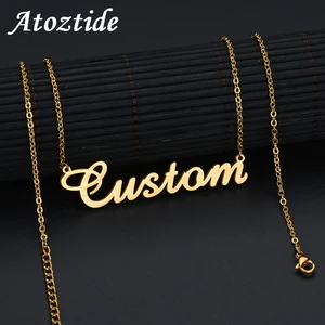 Женское Ожерелье с надписью Atoztide из нержавеющей стали, оригинальное Золотое Старое Английское ожерелье с цепочкой