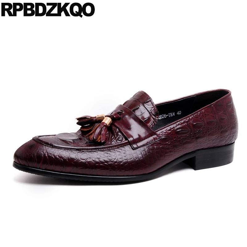 Мужские кожаные туфли ручной работы под змеиную кожу итальянские бордовые